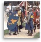 Flämische Fußtruppen und Ritter sammeln sich zur Schlacht